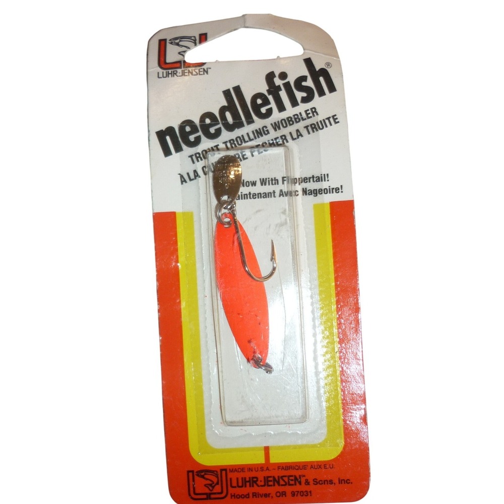 Vintage Luhr-Jensen Needlefish sz 1 Fire Pearl Trolling Wobbler Flippertail‎ NOS